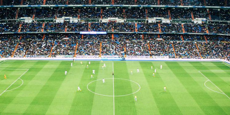Overview of stadium field and crowd