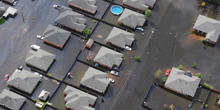Overview of flooded suburbs