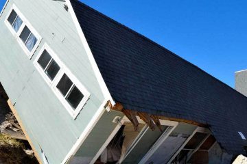 Upturned home after Hurricane Irma